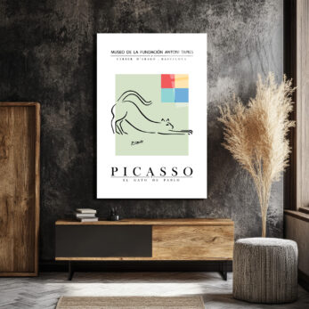 Picasso El Gato de Pablo Minimalist Kedi Tasarımı Cam Tablo - Glazella