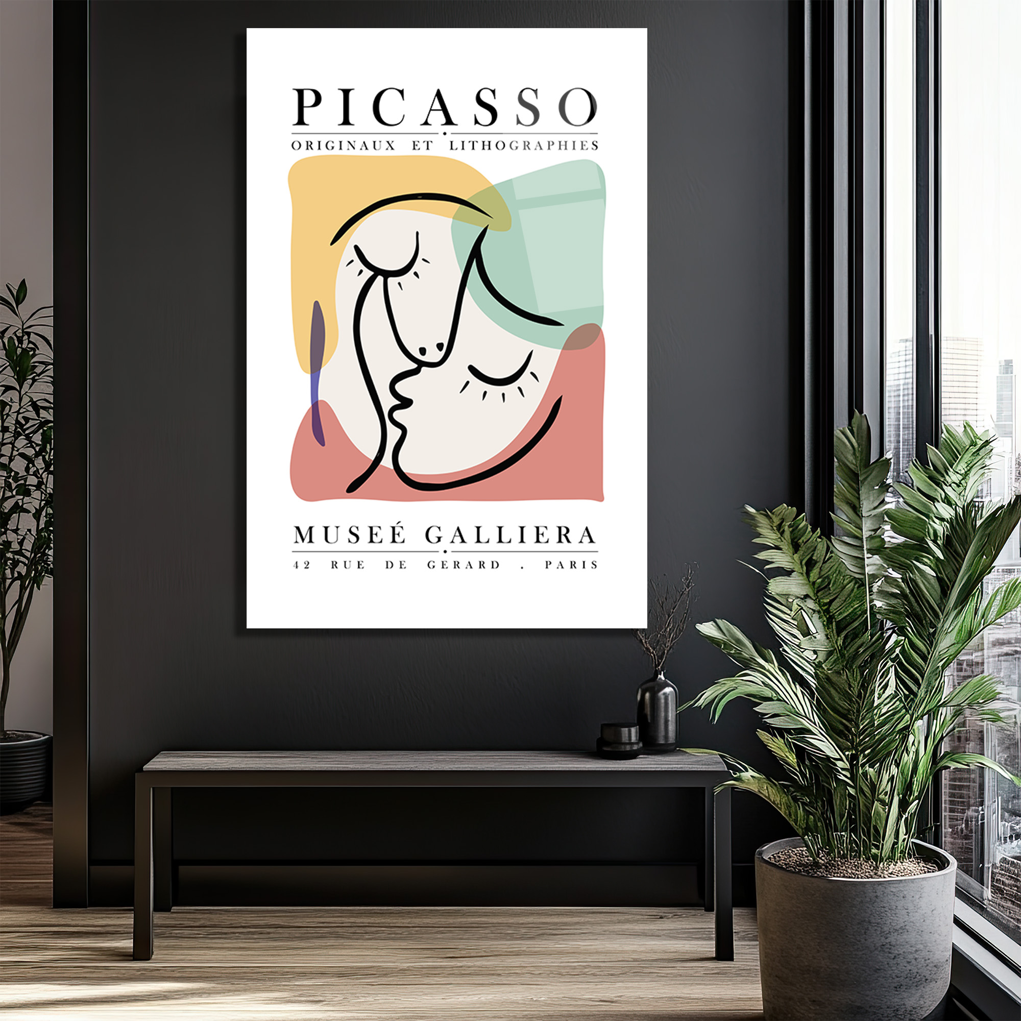 Picasso Esintili Soyut Yüzler Cam Tablo - Modern Sanat Duvar Dekoru - Glazella Picasso Esintili Soyut Yüzler Cam Tablo - Modern Sanat Duvar Dekoru - Glazella