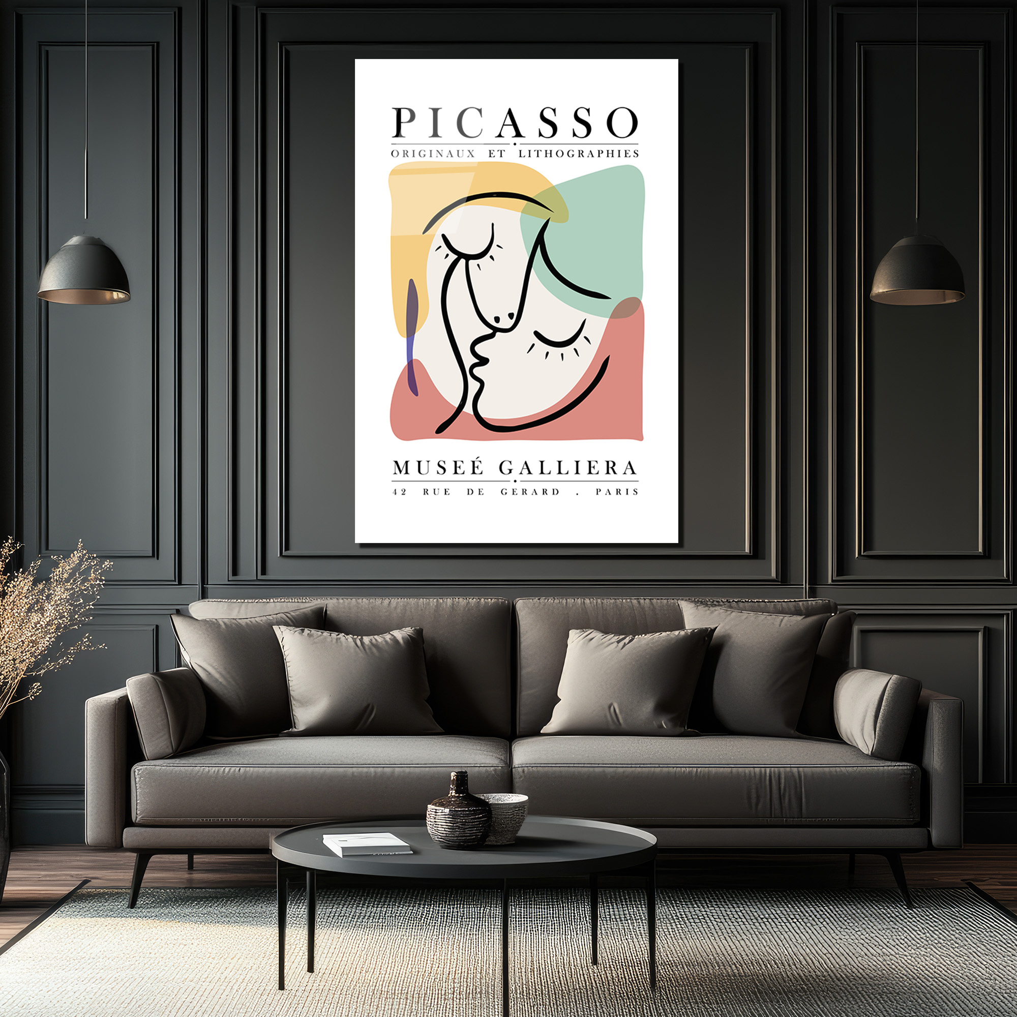 Picasso Esintili Soyut Yüzler Cam Tablo - Modern Sanat Duvar Dekoru - Glazella Picasso Esintili Soyut Yüzler Cam Tablo - Modern Sanat Duvar Dekoru - Glazella