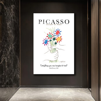 Picasso Barış Buketi Cam Tablo - Sanat ve İlhamın Buluştuğu Nokta - Glazella