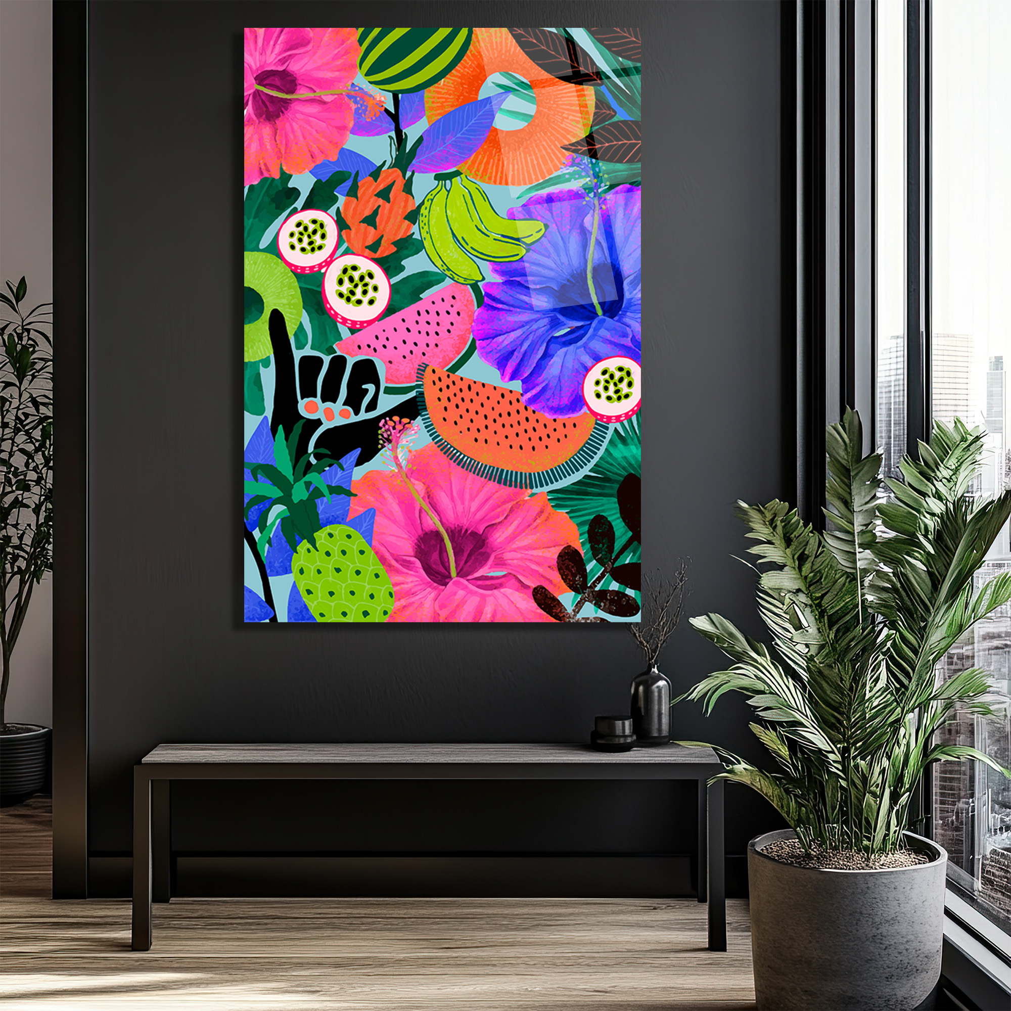 Vahşi Tropik Enerji Modern Sanat Cam Tablo - Glazella Vahşi Tropik Enerji Modern Sanat Cam Tablo - Glazella