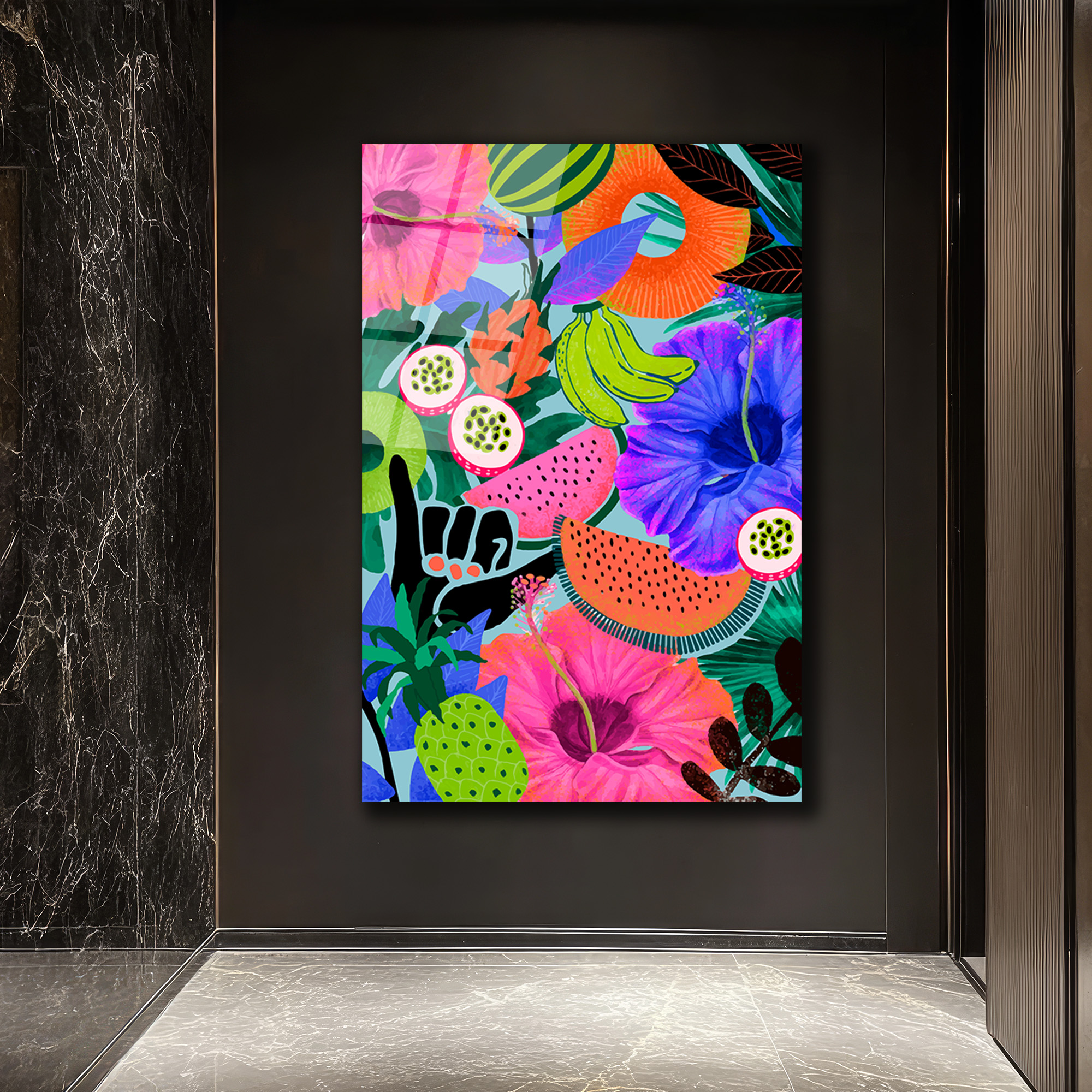 Vahşi Tropik Enerji Modern Sanat Cam Tablo - Glazella Vahşi Tropik Enerji Modern Sanat Cam Tablo - Glazella