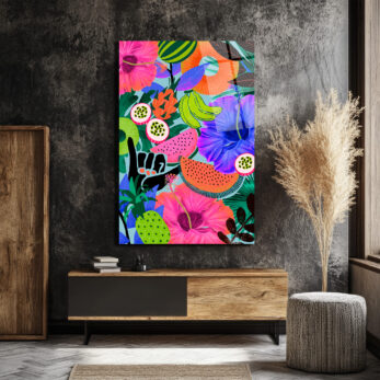Vahşi Tropik Enerji Modern Sanat Cam Tablo - Glazella Vahşi Tropik Enerji Modern Sanat Cam Tablo - Glazella