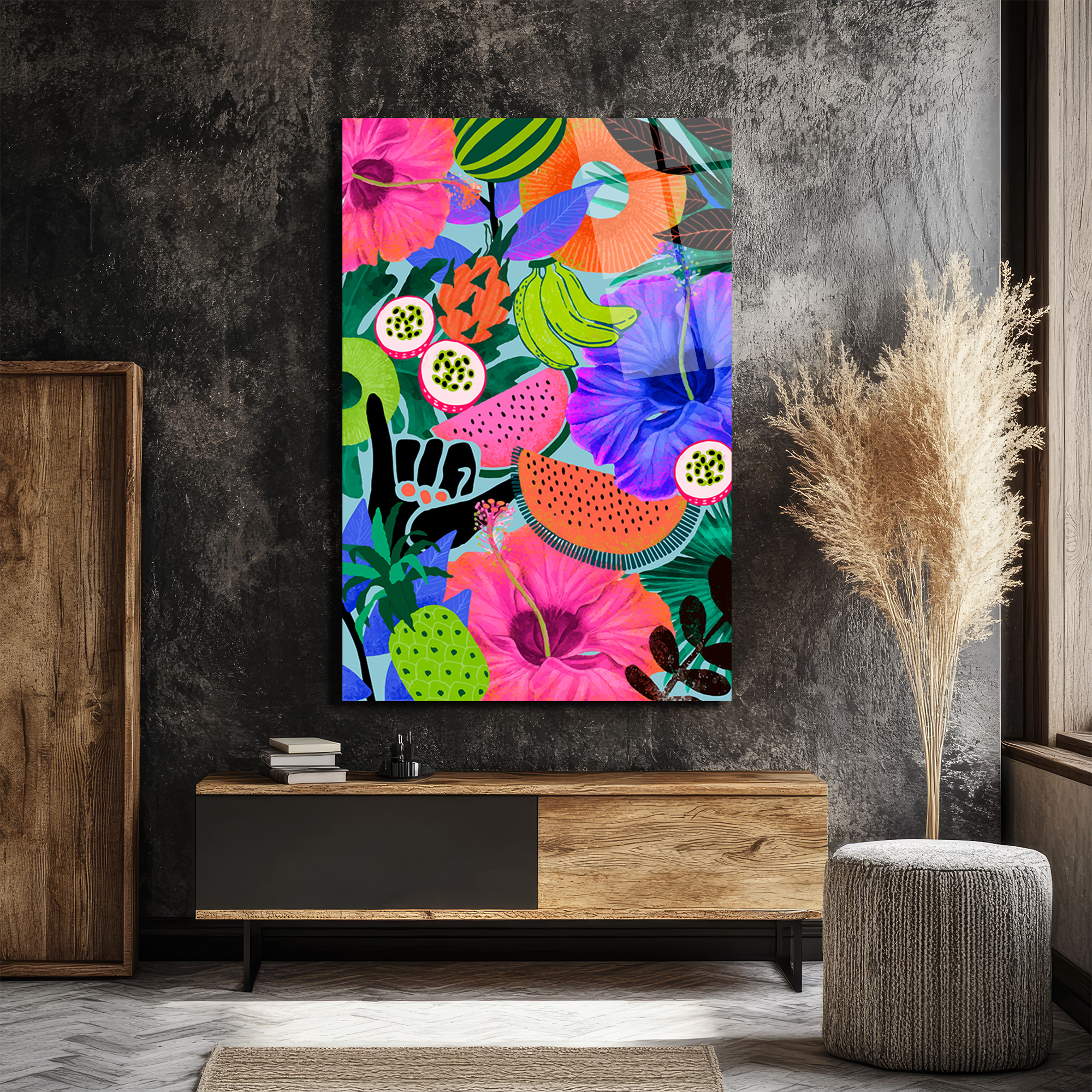 Vahşi Tropik Enerji Modern Sanat Cam Tablo - Glazella Vahşi Tropik Enerji Modern Sanat Cam Tablo - Glazella