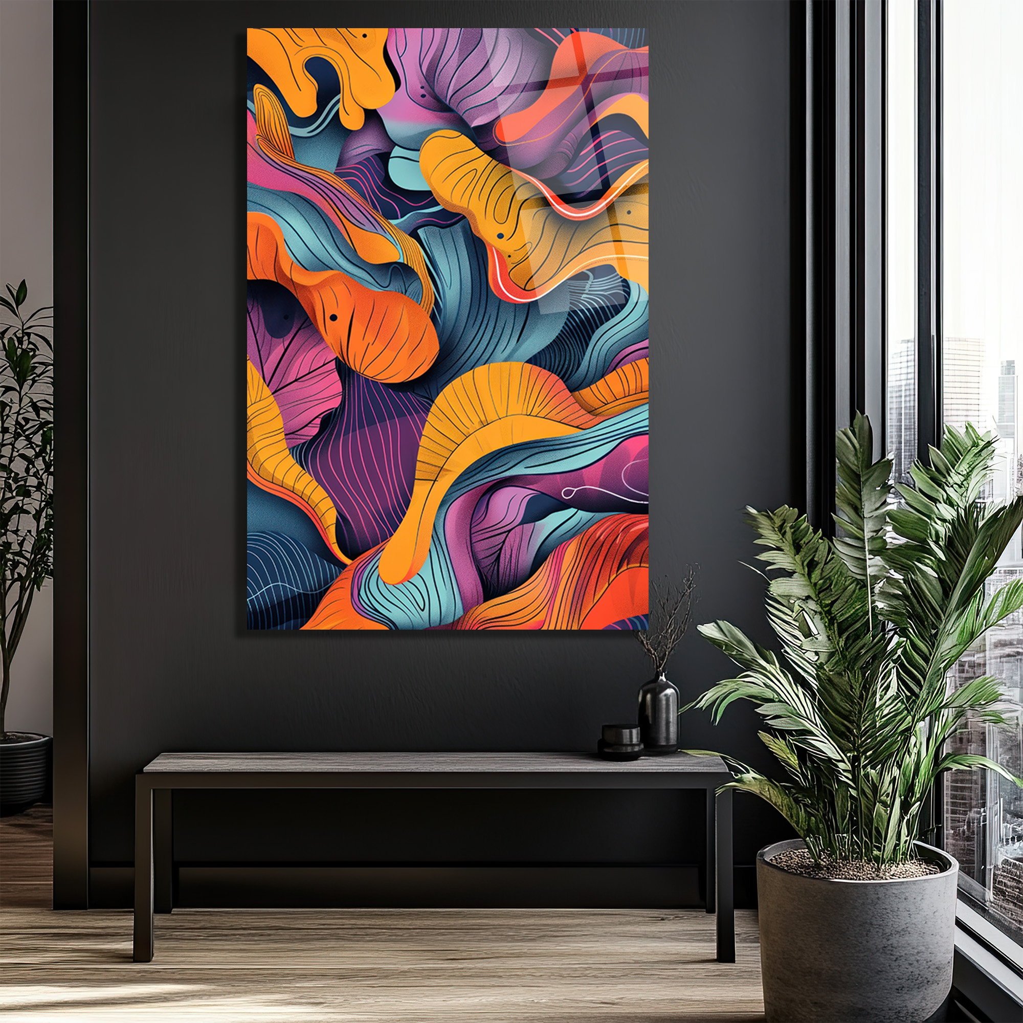 Canlı Akışkan Desenler Modern Cam Tablo - Glazella Canlı Akışkan Desenler Modern Cam Tablo - Glazella