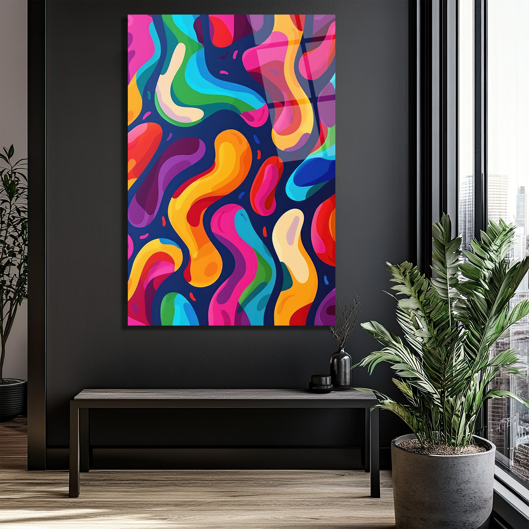 Dinamik Renk Akışı Modern Sanat Cam Tablo - Glazella Dinamik Renk Akışı Modern Sanat Cam Tablo - Glazella