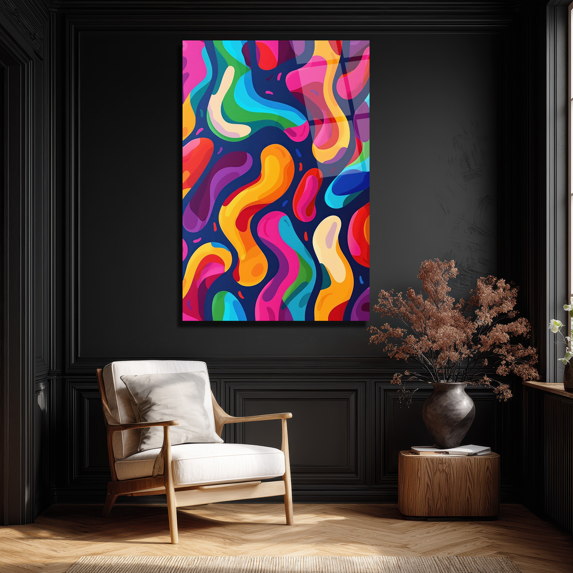 Dinamik Renk Akışı Modern Sanat Cam Tablo - Glazella Dinamik Renk Akışı Modern Sanat Cam Tablo - Glazella