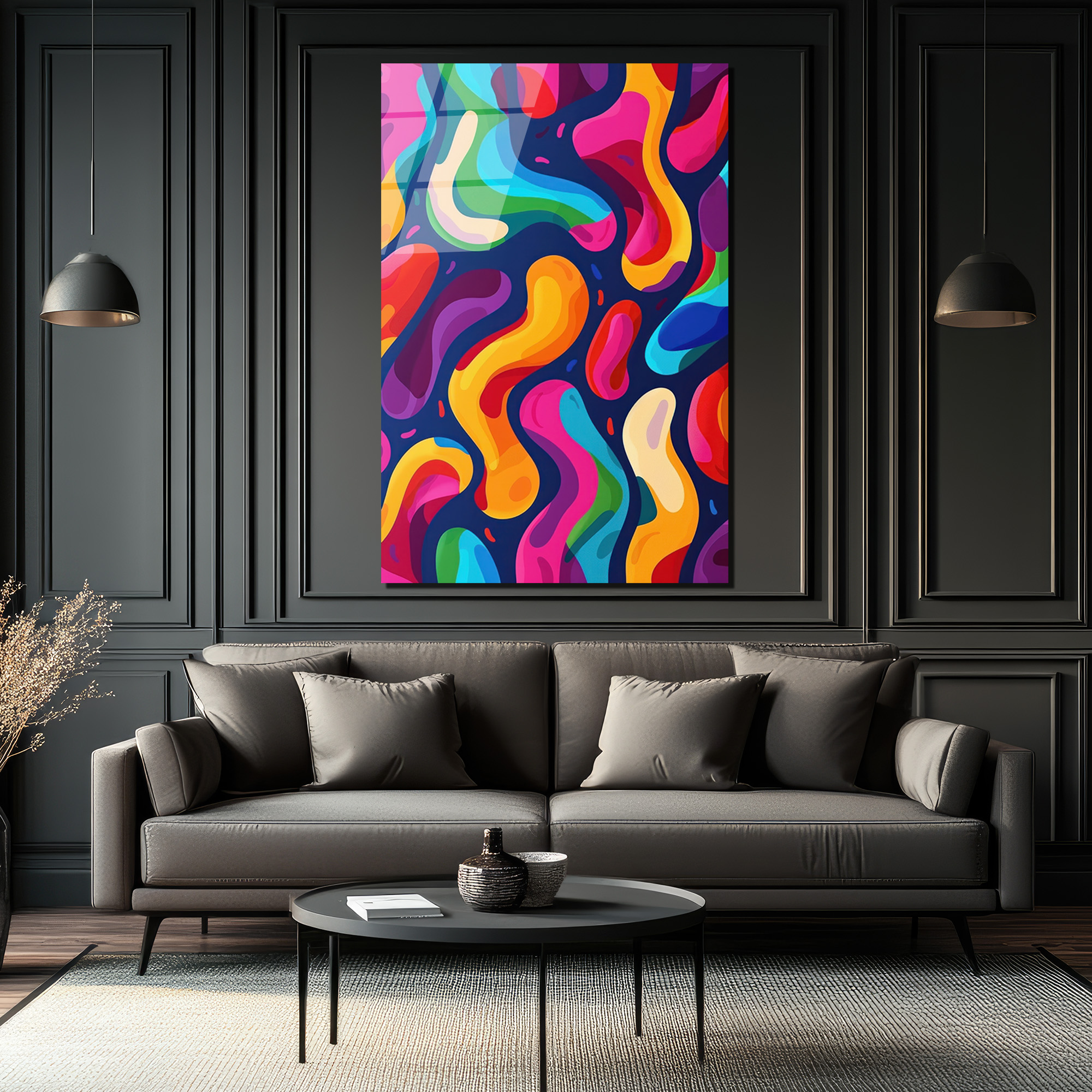 Dinamik Renk Akışı Modern Sanat Cam Tablo - Glazella Dinamik Renk Akışı Modern Sanat Cam Tablo - Glazella