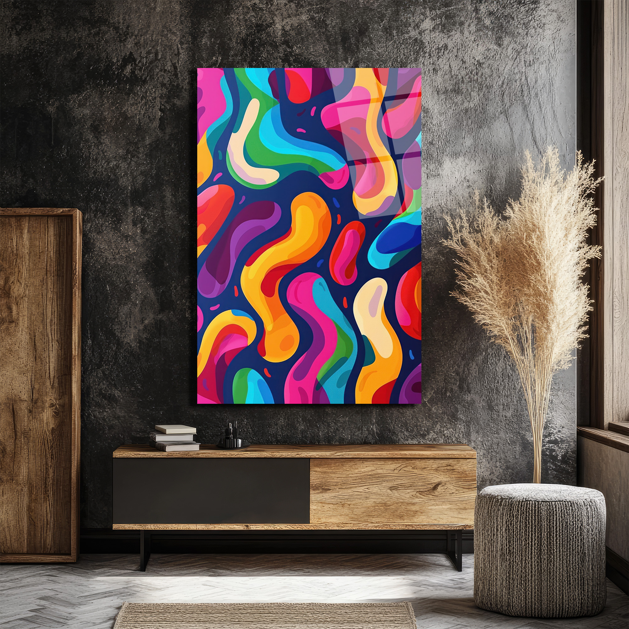 Dinamik Renk Akışı Modern Sanat Cam Tablo - Glazella Dinamik Renk Akışı Modern Sanat Cam Tablo - Glazella