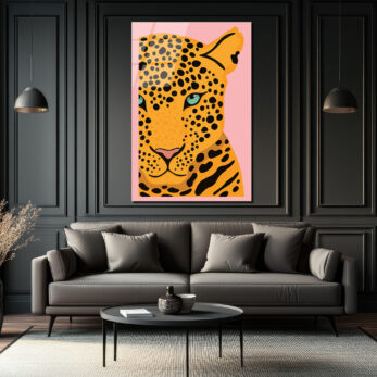 Cesur Bakış: Pembe Arka Plan Leopard Desenli Modern Cam Tablo - Glazella Cesur Bakış: Pembe Arka Plan Leopard Desenli Modern Cam Tablo - Glazella