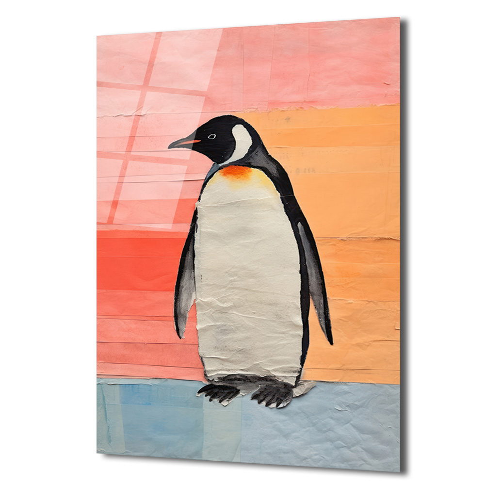 Neşeli Penguen Cam Tablo: Modern Sanat ve Renklerin Dansı - Glazella Neşeli Penguen Cam Tablo: Modern Sanat ve Renklerin Dansı - Glazella