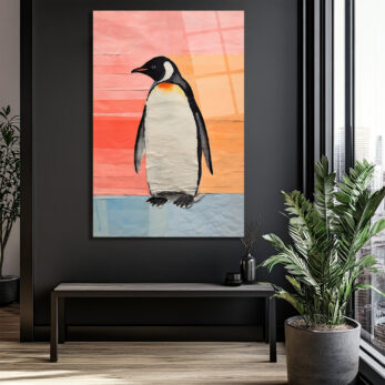 Neşeli Penguen Cam Tablo: Modern Sanat ve Renklerin Dansı - Glazella Neşeli Penguen Cam Tablo: Modern Sanat ve Renklerin Dansı - Glazella