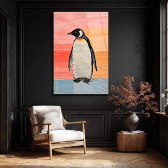 Neşeli Penguen Cam Tablo: Modern Sanat ve Renklerin Dansı - Glazella Neşeli Penguen Cam Tablo: Modern Sanat ve Renklerin Dansı - Glazella