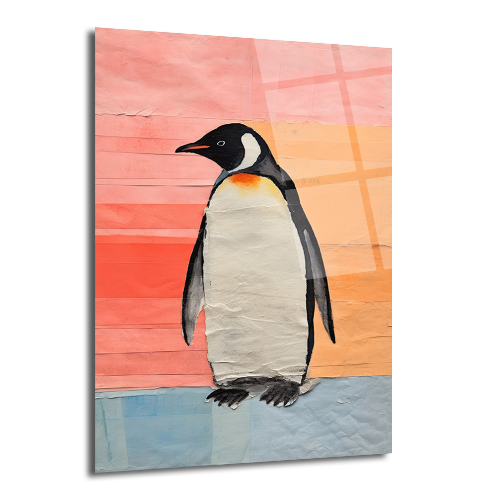 Neşeli Penguen Cam Tablo: Modern Sanat ve Renklerin Dansı - Glazella Neşeli Penguen Cam Tablo: Modern Sanat ve Renklerin Dansı - Glazella