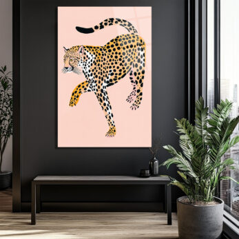 Egzotik Leopar Zarafeti: Modern Sanat Cam Tablo - Glazella