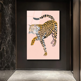 Egzotik Leopar Zarafeti: Modern Sanat Cam Tablo - Glazella