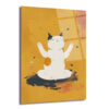 Zen Kedi Meditasyon Temalı Modern Cam Tablo - Glazella