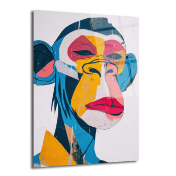 Canlı Renklerle Pop Art Maymun Cam Tablo - Glazella