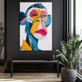 Canlı Renklerle Pop Art Maymun Cam Tablo - Glazella Canlı Renklerle Pop Art Maymun Cam Tablo - Glazella