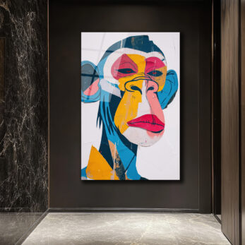 Canlı Renklerle Pop Art Maymun Cam Tablo - Glazella Canlı Renklerle Pop Art Maymun Cam Tablo - Glazella