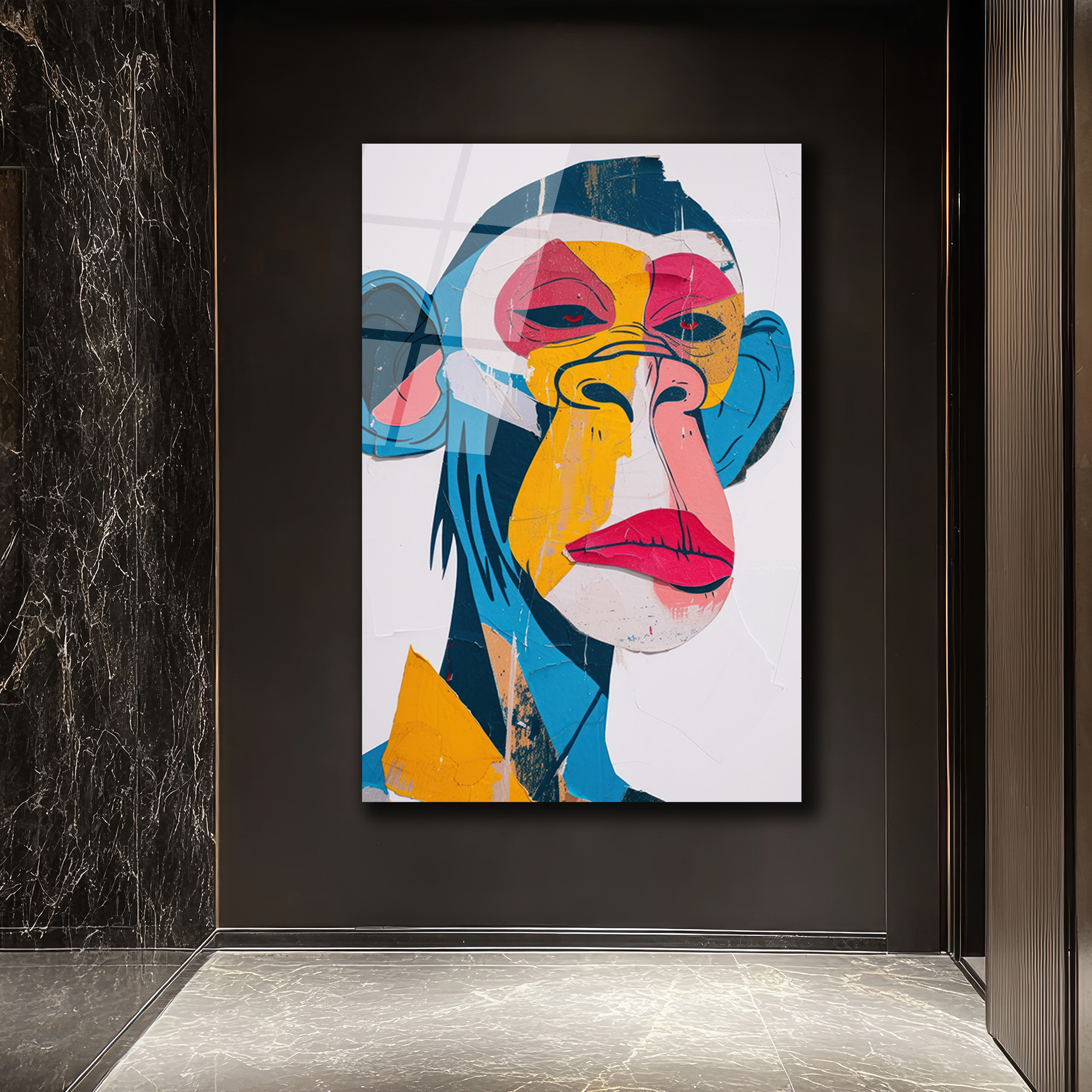 Canlı Renklerle Pop Art Maymun Cam Tablo - Glazella Canlı Renklerle Pop Art Maymun Cam Tablo - Glazella