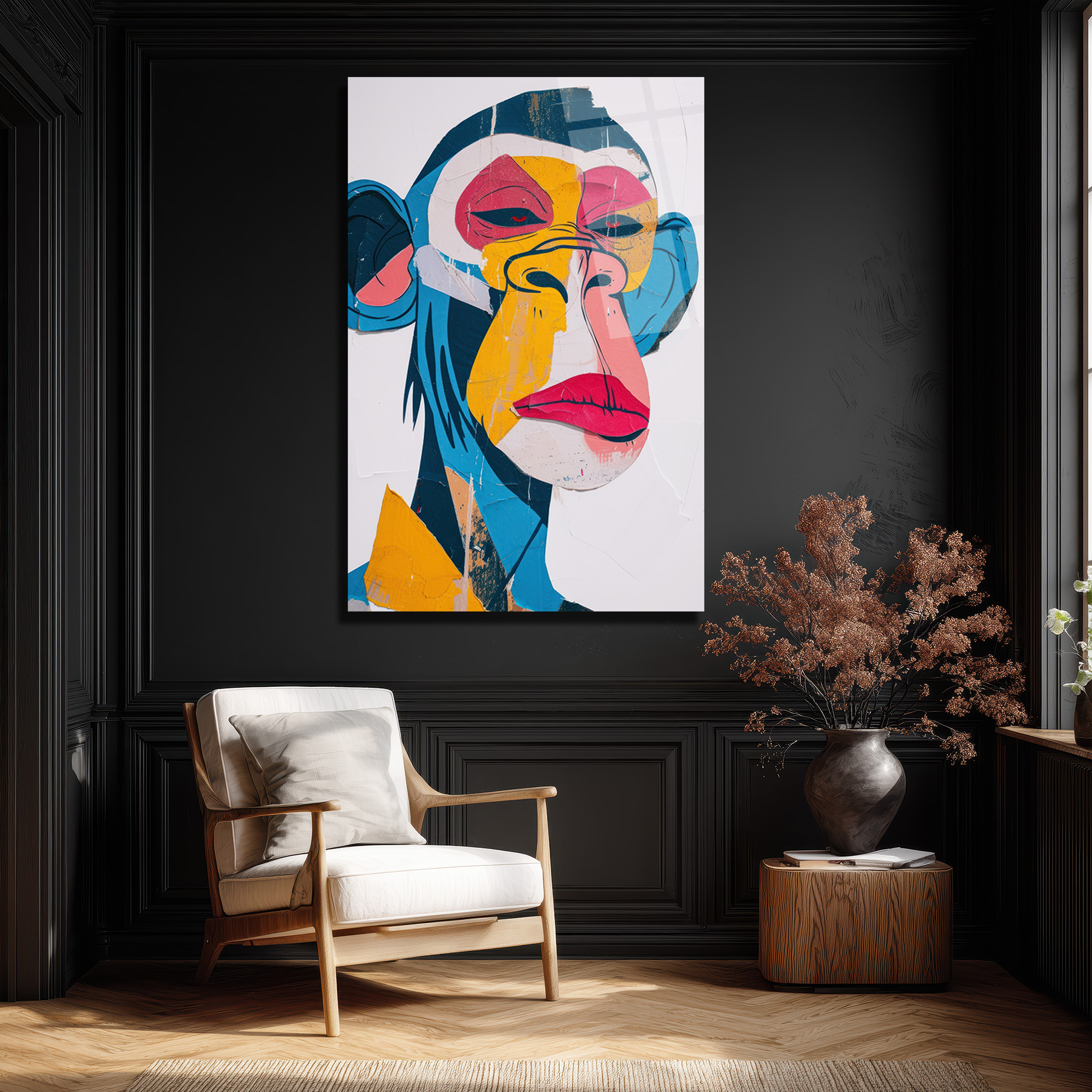 Canlı Renklerle Pop Art Maymun Cam Tablo - Glazella Canlı Renklerle Pop Art Maymun Cam Tablo - Glazella