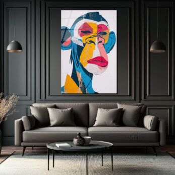 Canlı Renklerle Pop Art Maymun Cam Tablo - Glazella Canlı Renklerle Pop Art Maymun Cam Tablo - Glazella