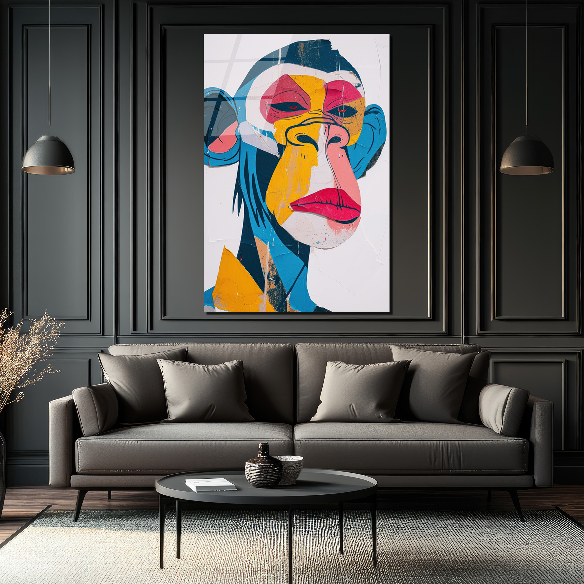 Canlı Renklerle Pop Art Maymun Cam Tablo - Glazella Canlı Renklerle Pop Art Maymun Cam Tablo - Glazella