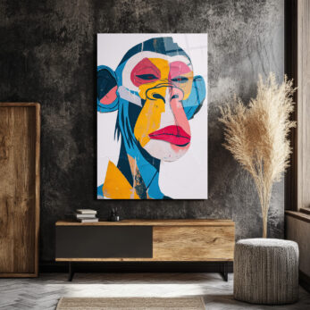 Canlı Renklerle Pop Art Maymun Cam Tablo - Glazella Canlı Renklerle Pop Art Maymun Cam Tablo - Glazella