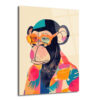 Cool Şempanze: Renkli Gözlüklü Pop Art Cam Tablo - Glazella