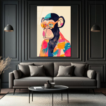 Cool Şempanze: Renkli Gözlüklü Pop Art Cam Tablo - Glazella Cool Şempanze: Renkli Gözlüklü Pop Art Cam Tablo - Glazella