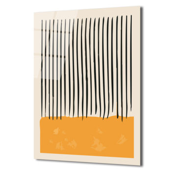 Minimalist Çizgiler ve Soyut Formlar Cam Tablo - Modern Duvar Sanatı - Glazella