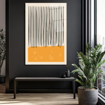 Minimalist Çizgiler ve Soyut Formlar Cam Tablo - Modern Duvar Sanatı - Glazella