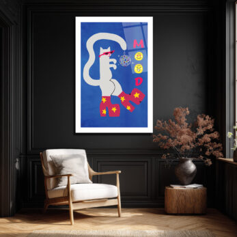 Disko Kedi Mood Cam Tablo - Eğlenceli Pop Art Duvar Sanatı - Glazella