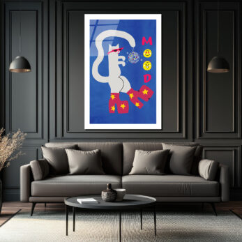 Disko Kedi Mood Cam Tablo - Eğlenceli Pop Art Duvar Sanatı - Glazella