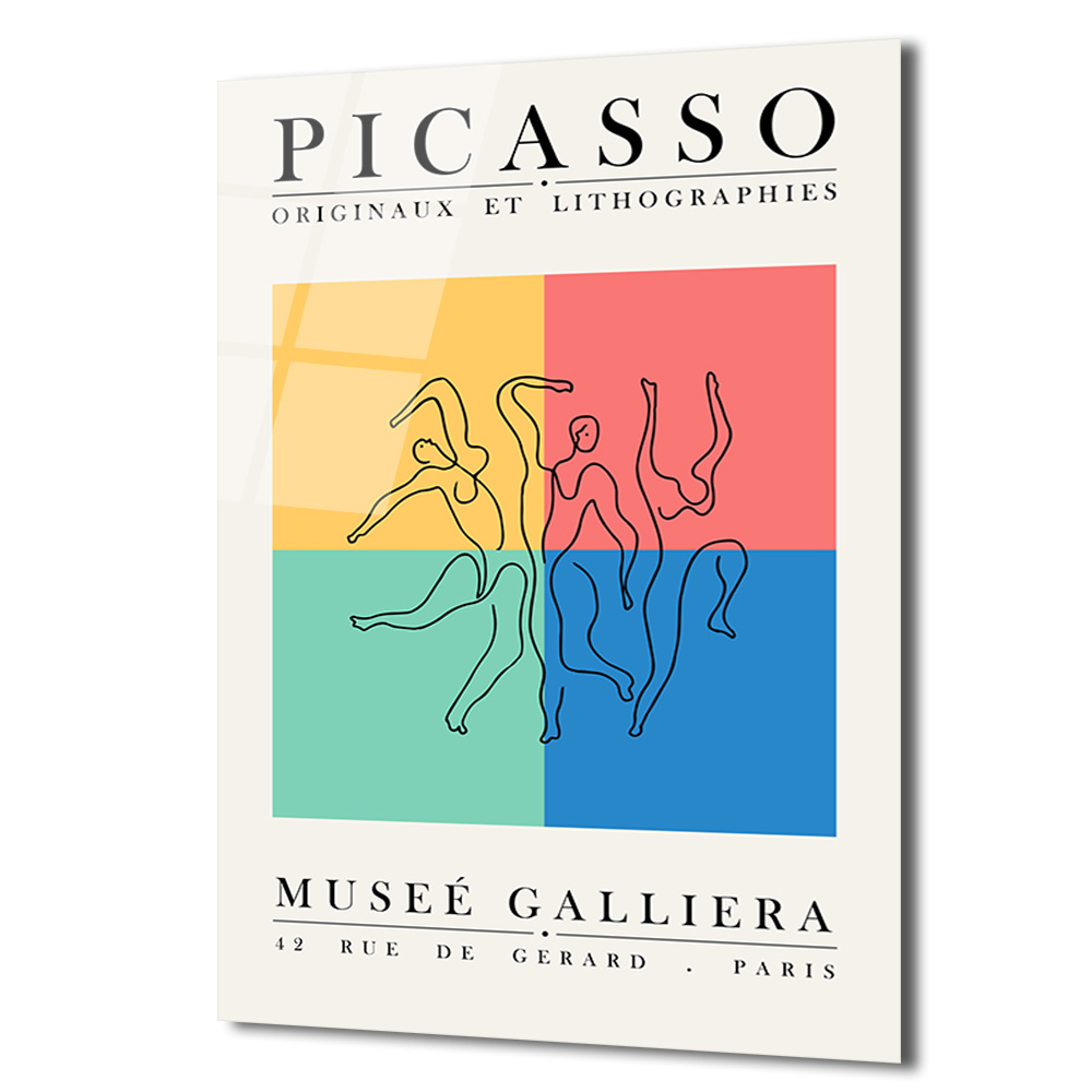 Picasso Dans Figürleri Modern Sanat Cam Tablo - Glazella Picasso Dans Figürleri Modern Sanat Cam Tablo - Glazella