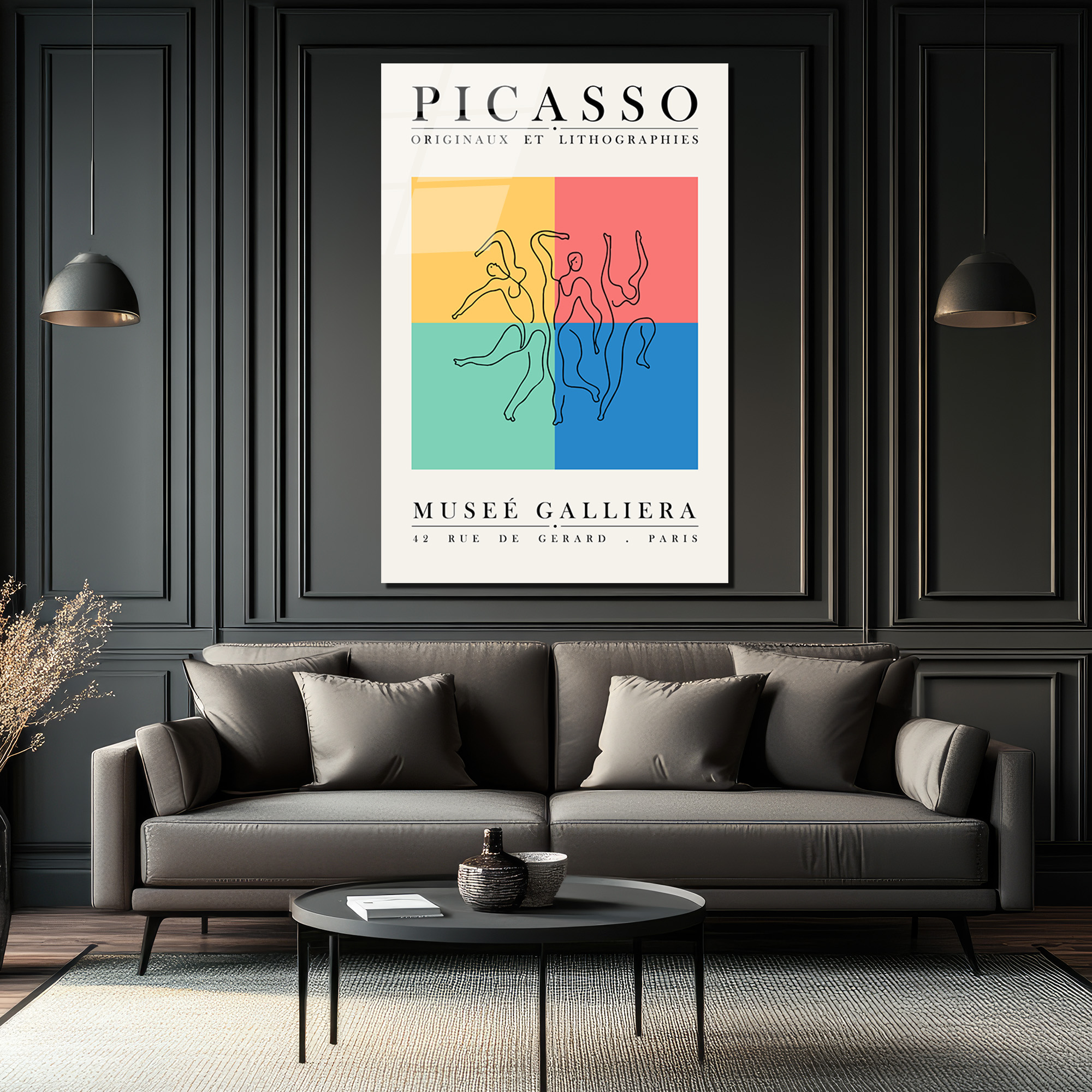 Picasso Dans Figürleri Modern Sanat Cam Tablo - Glazella Picasso Dans Figürleri Modern Sanat Cam Tablo - Glazella