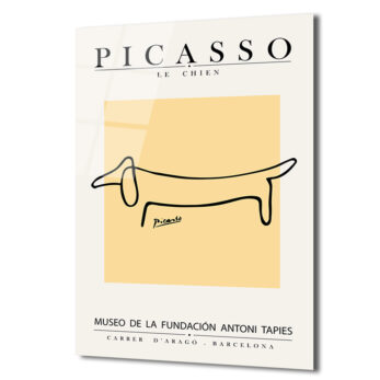 Minimalist Picasso 'Le Chien' Çizgisel Köpek Cam Tablo - Glazella