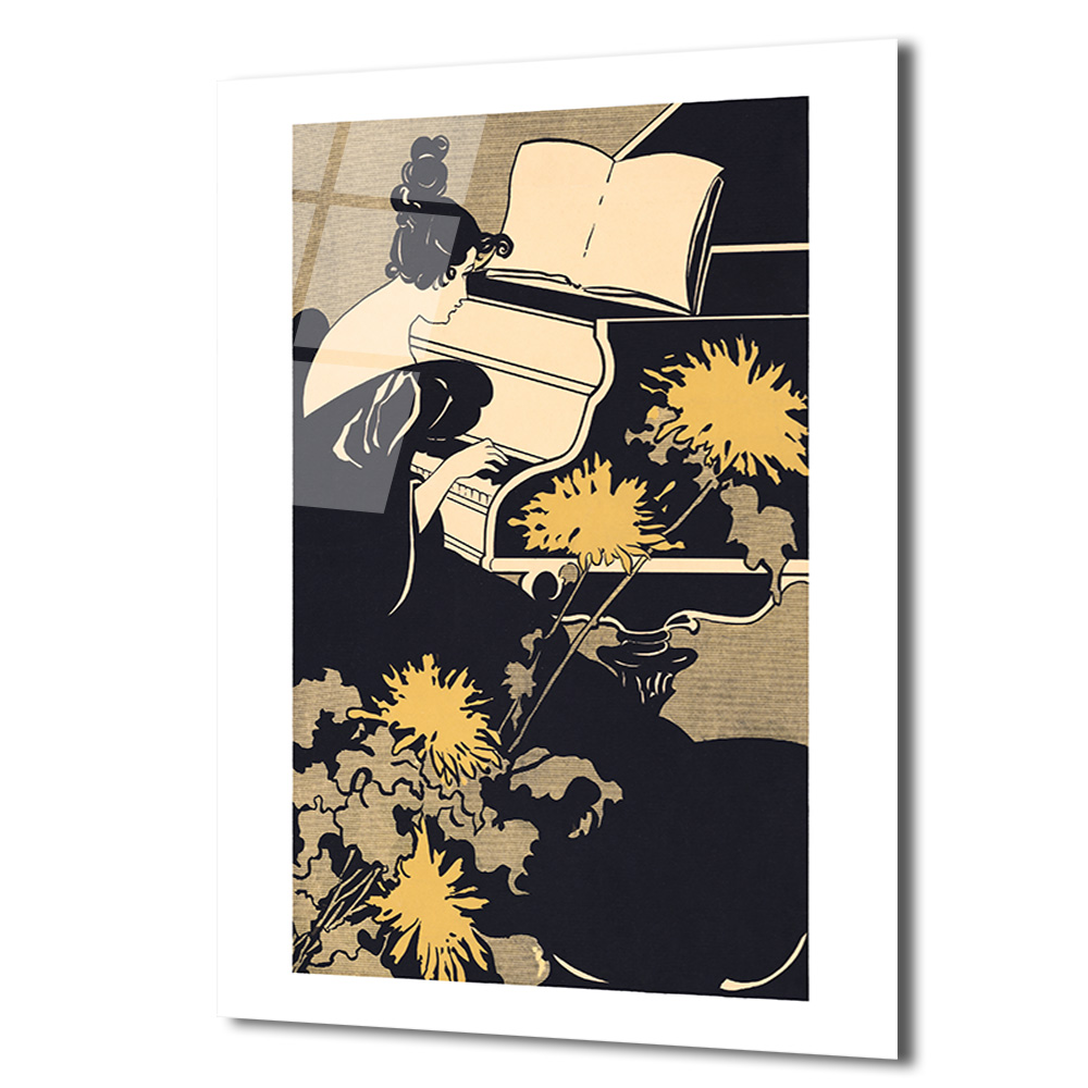 Art Nouveau Piyano Zarafeti Cam Tablo - Glazella Art Nouveau Piyano Zarafeti Cam Tablo - Glazella