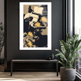 Art Nouveau Piyano Zarafeti Cam Tablo - Glazella Art Nouveau Piyano Zarafeti Cam Tablo - Glazella