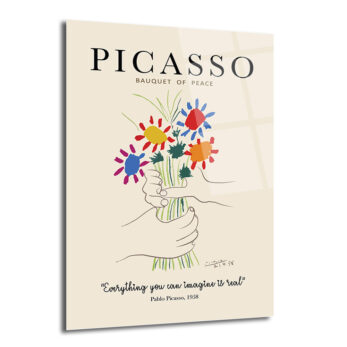 Picasso Barış Buketi Cam Tablo - Modern Sanat Duvar Dekoru - Glazella