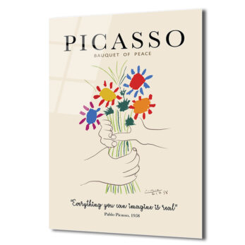 Picasso Barış Buketi Cam Tablo - Modern Sanat Duvar Dekoru - Glazella