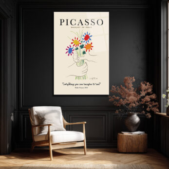 Picasso Barış Buketi Cam Tablo - Modern Sanat Duvar Dekoru - Glazella