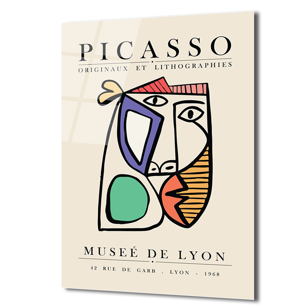 Picasso Tarzı Kübist Yüz Cam Tablo - Modern Sanat Duvar Dekorasyonu - Glazella Picasso Tarzı Kübist Yüz Cam Tablo - Modern Sanat Duvar Dekorasyonu - Glazella