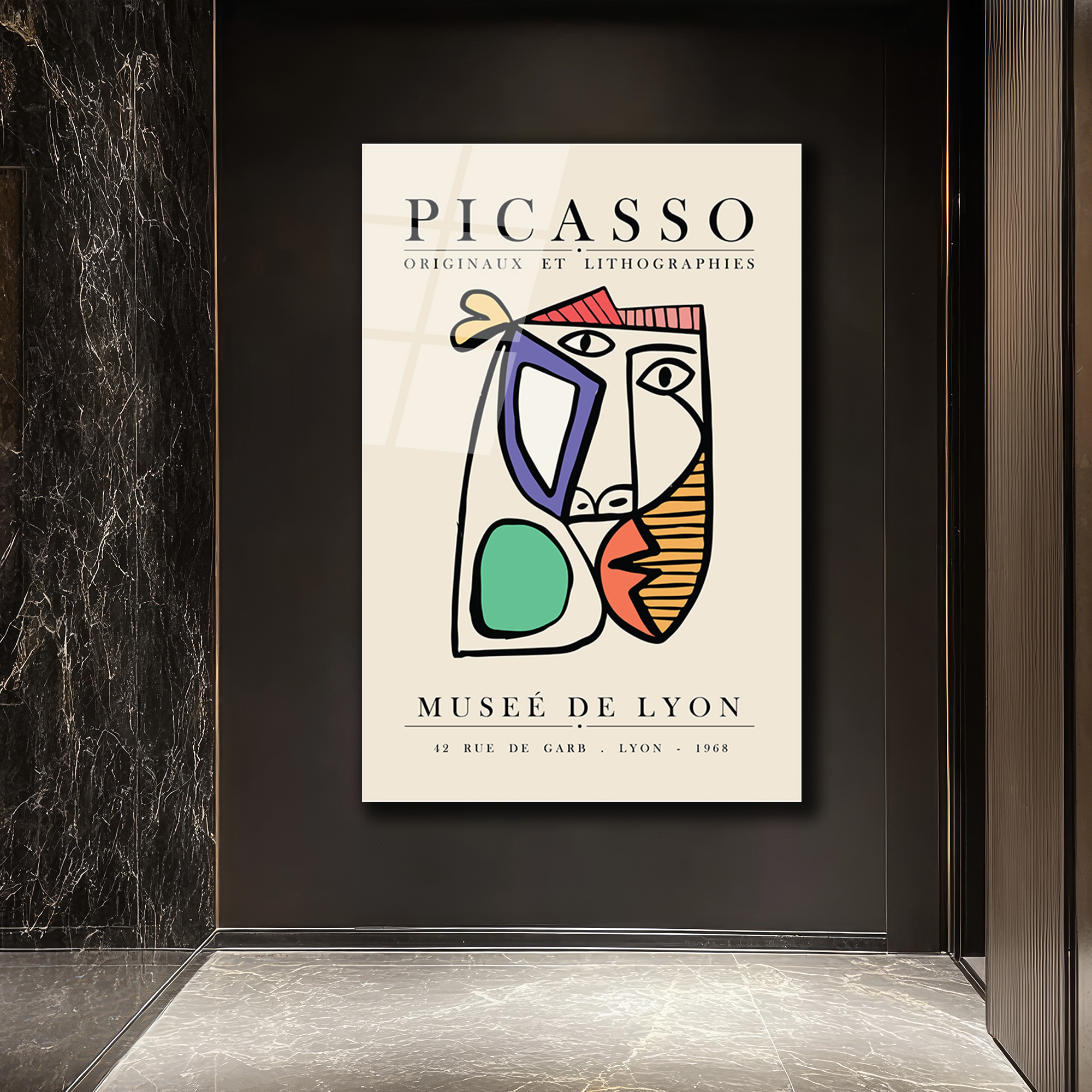 Picasso Tarzı Kübist Yüz Cam Tablo - Modern Sanat Duvar Dekorasyonu - Glazella Picasso Tarzı Kübist Yüz Cam Tablo - Modern Sanat Duvar Dekorasyonu - Glazella