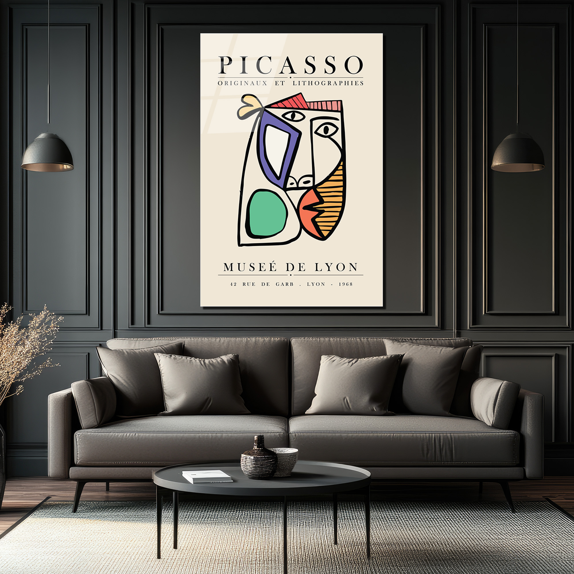 Picasso Tarzı Kübist Yüz Cam Tablo - Modern Sanat Duvar Dekorasyonu - Glazella Picasso Tarzı Kübist Yüz Cam Tablo - Modern Sanat Duvar Dekorasyonu - Glazella