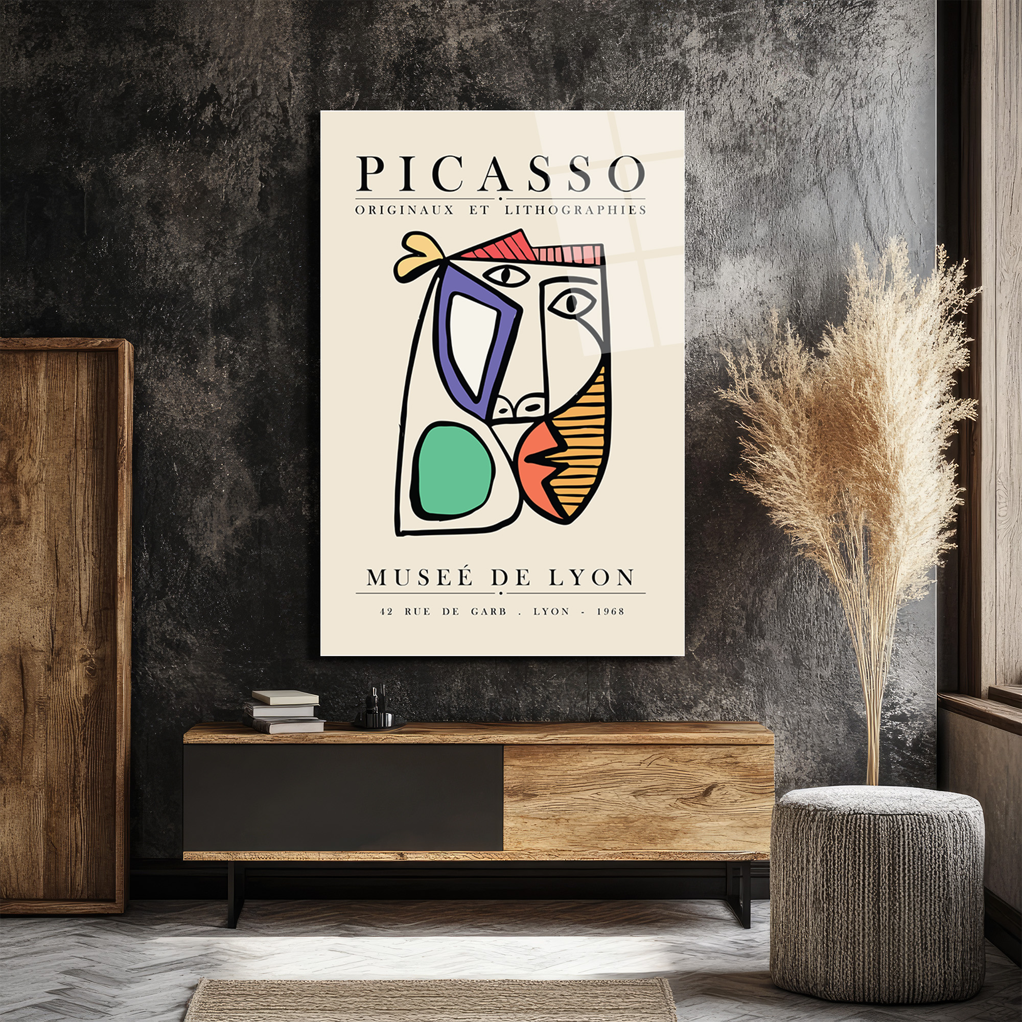 Picasso Tarzı Kübist Yüz Cam Tablo - Modern Sanat Duvar Dekorasyonu - Glazella Picasso Tarzı Kübist Yüz Cam Tablo - Modern Sanat Duvar Dekorasyonu - Glazella