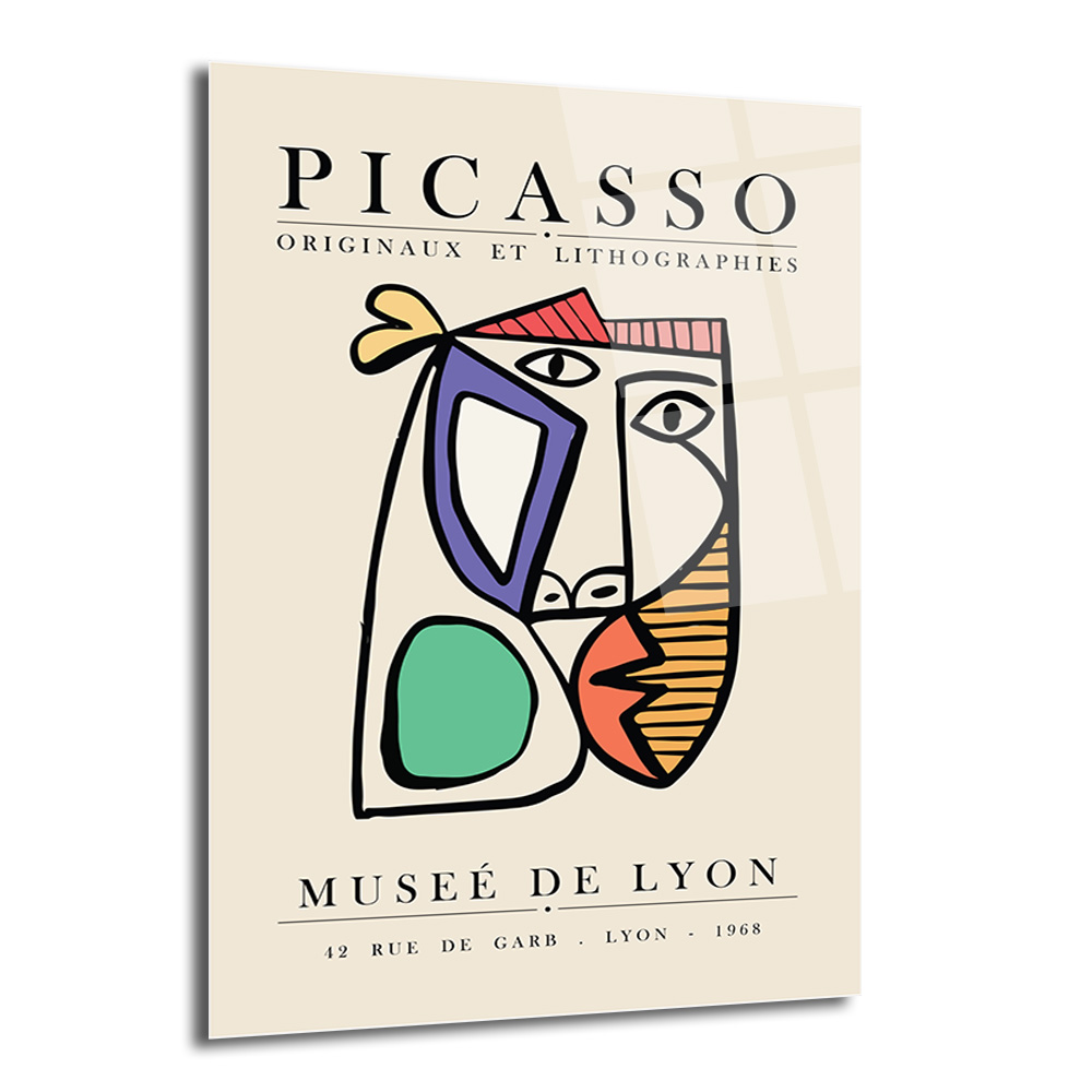 Picasso Tarzı Kübist Yüz Cam Tablo - Modern Sanat Duvar Dekorasyonu - Glazella Picasso Tarzı Kübist Yüz Cam Tablo - Modern Sanat Duvar Dekorasyonu - Glazella