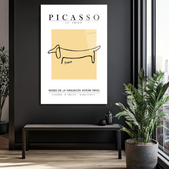 Picasso Le Chien Minimalist Sanat Cam Tablo - Glazella