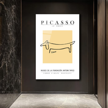 Picasso Le Chien Minimalist Sanat Cam Tablo - Glazella